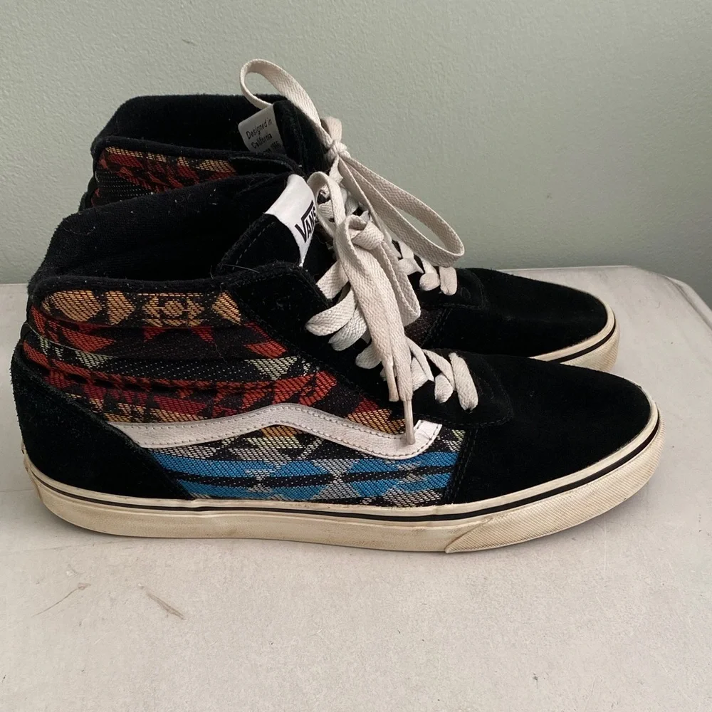 Vans Black and Plaid High-Top Sneakers